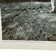 Vintage Apollo 11 Moon Landing Photo of Astronaut Aldrin and US Flag