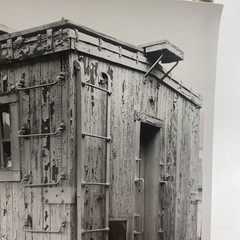 Weathered Railroad Caboose Corner 4×5 Black White Glossy Photograph Original