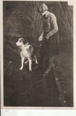 Vintage Photo Woman with Dog Border Colli Dog Snapshot 1933