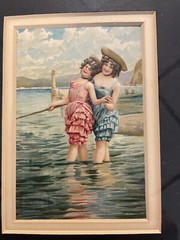 bathing beauties lithography 12x10x1 gold frame