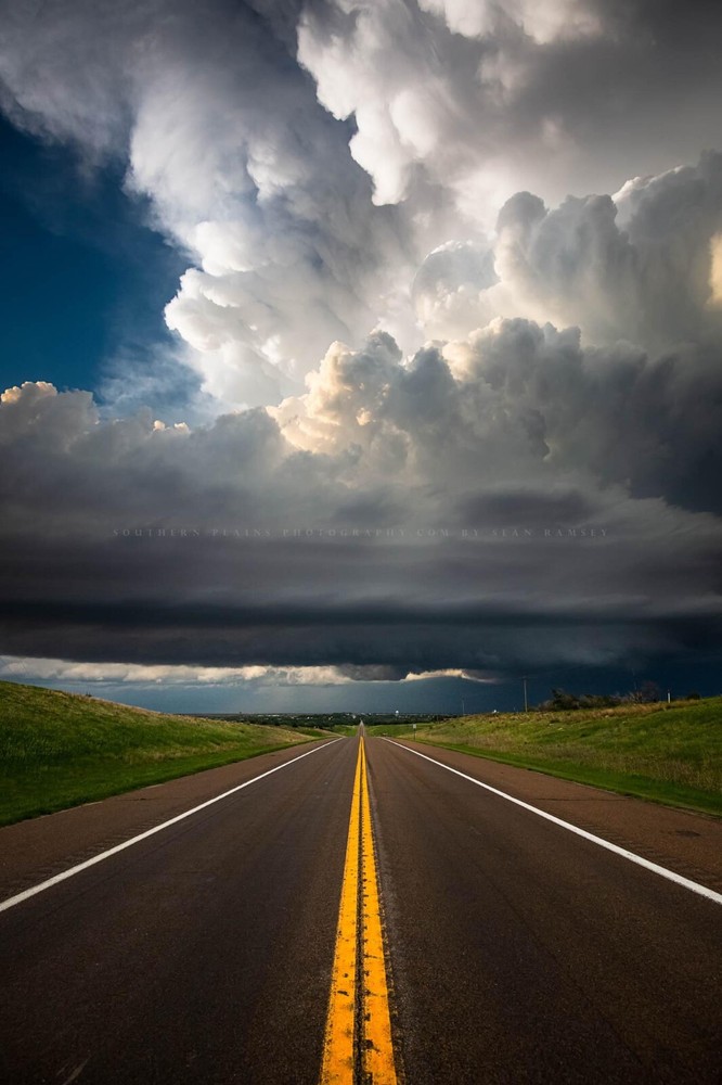 Storm Photography Print – Picture of Supercell Thunderstorm Over Road in Kansas