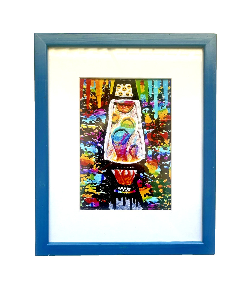 Framed LAVA LAMP Photo 5″ X 7″ Upcycled Tabletop or Hang TURQOISE Frame 8″ X 10″
