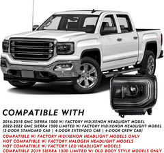 for 2016-2018 GMC Sierra 1500 [Hid/Xenon Model] Headlight Assembly with LED DRL