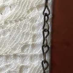Vintage Old Handmade ?photo in glass with chain wrapped around 9”x9”