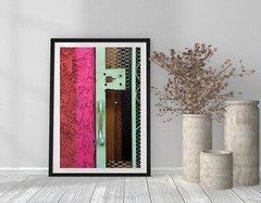 Screen Door Abstract Green Pink Red Wall Art Design Street Photography