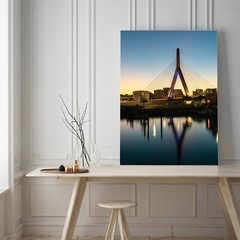 Zakim Bridge Boston Photography Sunset at Night, Downtown Boston, Charles River
