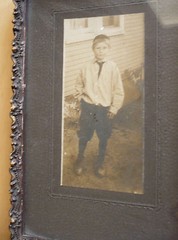 MINIATURE ANTIQUE OLD PHOTOGRAPH VINTAGE FRAME COLORADO SPRINGS LABEL YOUNG BOY