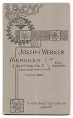 Photograph Joseph Werner, Munich, Isarthorplatz 2, young man with beautiful eye