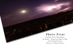 Night Sky Print – Picture of Storm Cloud with Lightning and Moon in Oklahoma