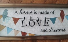 Gold Plastic Framed Birds On Clothesline Clothespins Home Is Made Of Love&Dreams