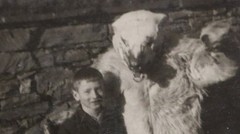 Two Great Vintage Photos – Kids and Person in Polar Bear Costume – 1920s-30s