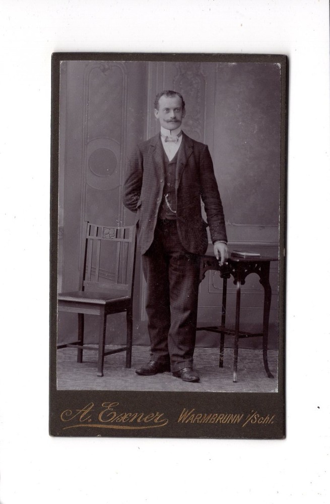 CDV Photo Man Portrait Fine Gentleman – Warmbrunn / Cieplice Śląskie-Zdrój 1900s