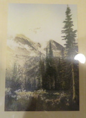 Vintage Glass Framed Valley to Snowcap Mountain Picture 3.5″ X 5.25″