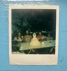 Polaroid Photo of hippie wedding last supper surfers Vintage 1975 good Times