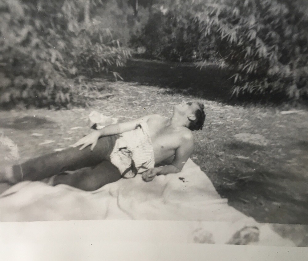 1940’s Vintage Photo Handsome Young Man Boxing Dog Beach Gay Interest Lot 12