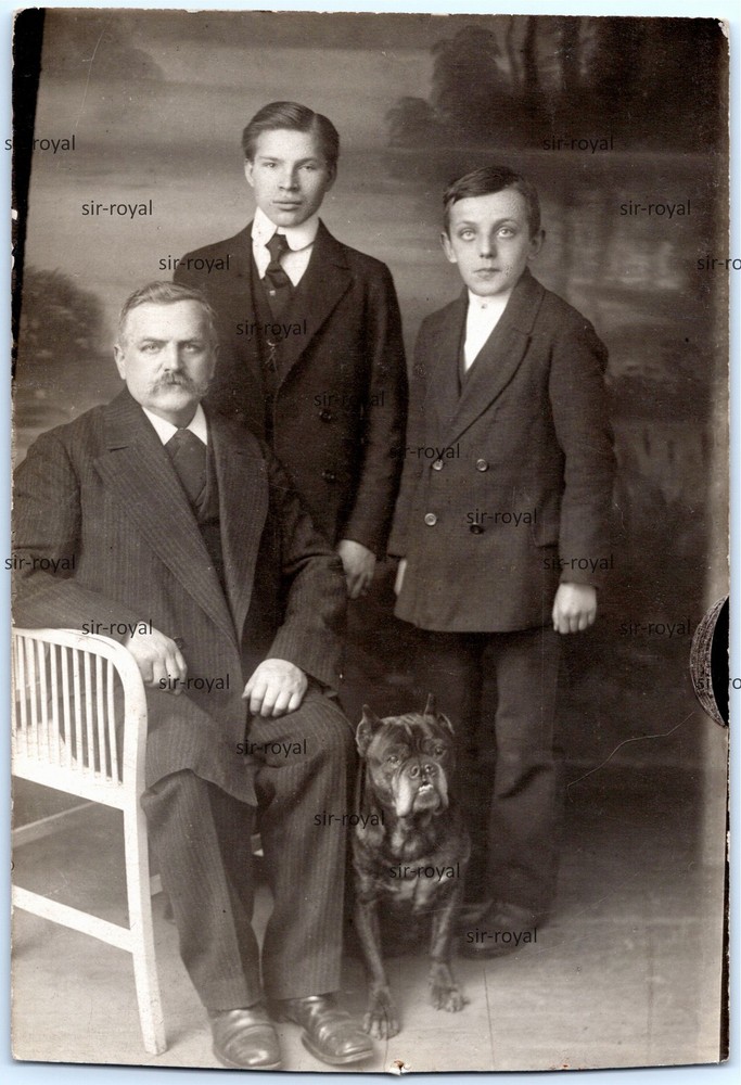 Family with Bulldog Circa 1910 – Photo 9x13cm
