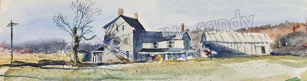 Farmhouse Barn and Clothesline DIGITAL DOWNLOAD Cottagecore Primitive Art