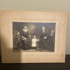 Antique Black & White Photograph Family Portrait on Matte Board 10” x 8”