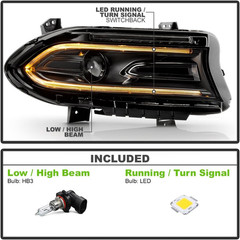 – for 2022-2023 Dodge Charger Halogen Type Factory Switchback LED DRL Projector