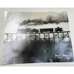 Original JAMES P GALLAGHER Gross Trestle Railroad Gelatin Photo Signed 11×14