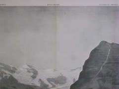 Original 1913 B&W Panorama Photo ROBSON PEAK Canadian Rockies Glaciers Berg Lake