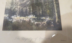 Vintage Glass Framed Valley to Snowcap Mountain Picture 3.5″ X 5.25″