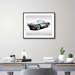 Classic Cars – 1957 Chevrolet Corvette in Inca Silver – Print