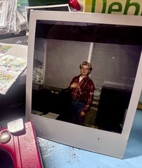 Polaroid Photo of dude caught at the office eating my lunch—crime photography