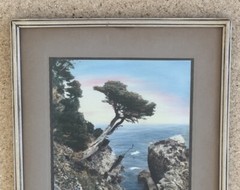 Vintage J.M. Garrison Hand Tint Oil Color Photo Point Lobos CA 10.5”x15.5” VGC