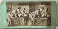 Deux Women Life IN Germany Scene Genre Photo c1870 Stereo Vintage