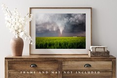 Storm Photography Print – Picture of Tornado Over Wheat Field in Texas
