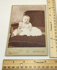 Antique Cabinet Card Baby In A Chair Holding A Bell Knowlton Studio Albia Iowa