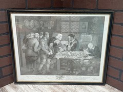 Print The Country Attorney and His Clients Professionally Framed 23”x18.5” Vtg