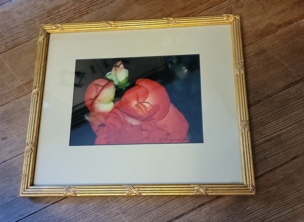 E VIRGINIA LANCELOT SIGNED PHOTOGRAPH VTG PICTURE FRAME ART DECO STYLE 10.5X8.5