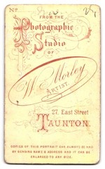 Photograph W. Morley, Taunton, 27 East Street, An Elegant Gentleman in Festive