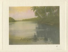 Jamaica river sunset antique hand tinted art photo