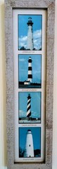 Framed Lighthouse Photographs Set of 3. Currituck Bodie Cape Hatteras Ocracoke