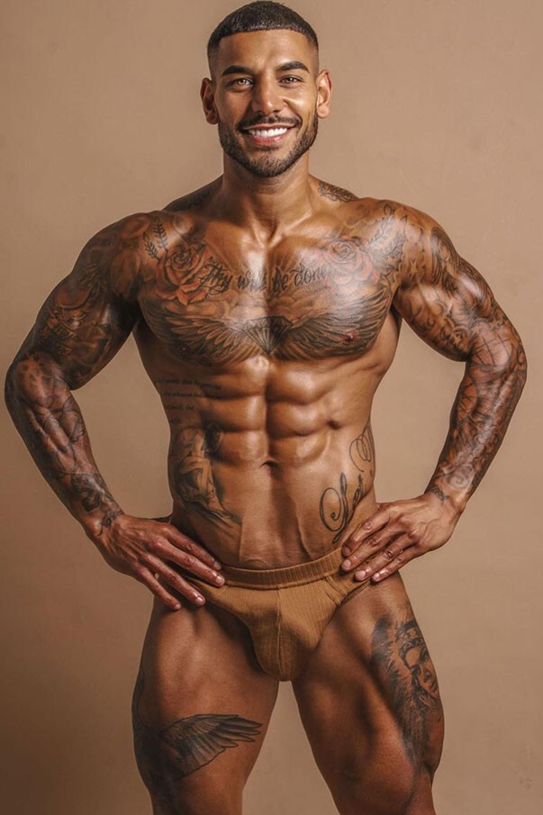 [O326] Handsome Man Cute Model Showing Off Body Male Physique Photography