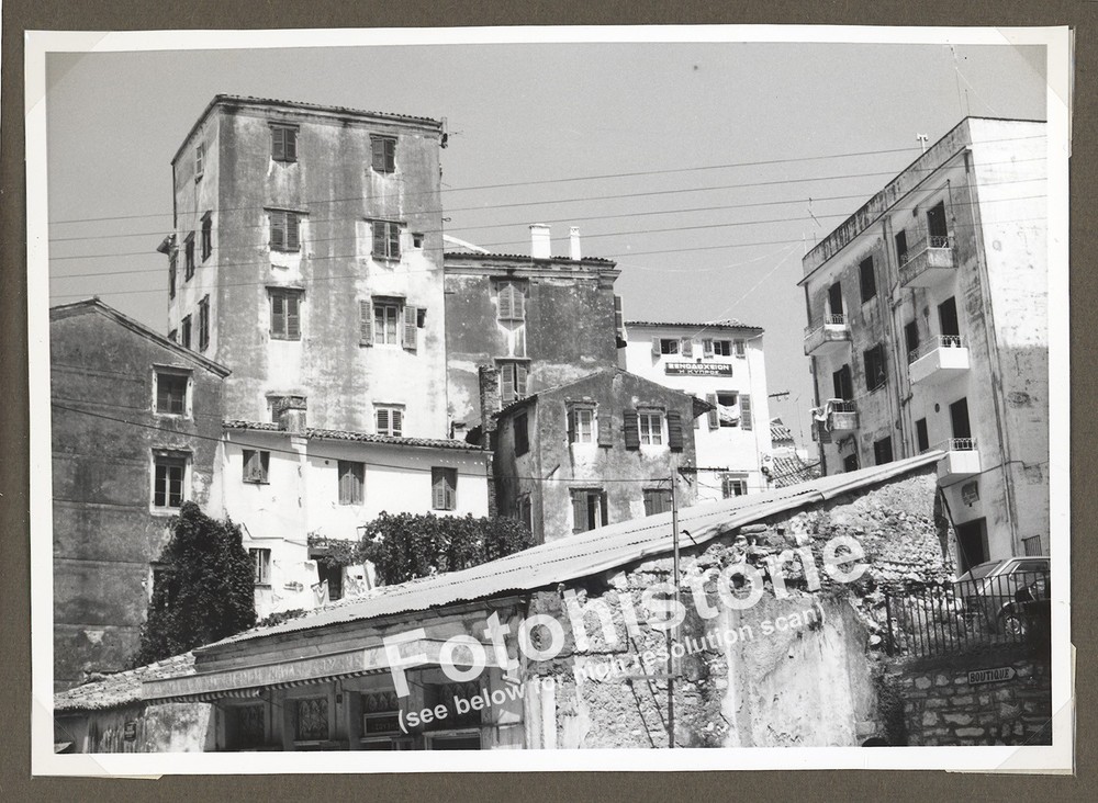 Photo Greece Corfu Arcades Street Colonnade Architecture Old Town 1960s