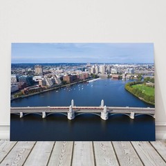 Longfellow Bridge Downtown Boston Skyline, Massachusetts Charles River Aerial