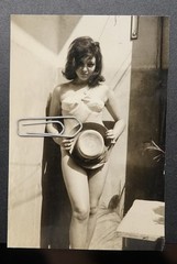 Photo Portrait Young Woman Teen Bikini Swimwear Hat Art Picture Vintage Old