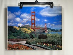 Vintage Art San Francisco Golden Gate & Oakland Bay Bridge 21.5×17.5 John Wagner