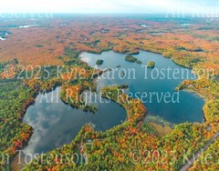 Wildcat Lake, Presque Isle, Vilas Co., Wisconsin Overhead Photo. Frame Optional.