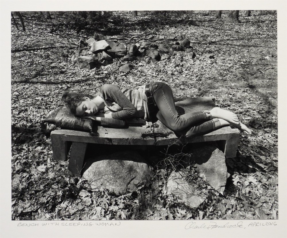 Charles Fendrock Silver Gelatin Large Format Photograph Bench w/ Sleeping Woman