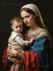 A3 Photo Mother Child Tenderness Artistic Glossy Paper Decor -003