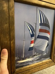 Photograph Boating Sailing Framed Wood 13.5 x 11” Sydney Hobart Yacht Race 13751