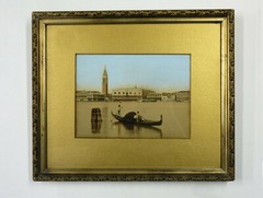 Antique Colored Photo Print 10×7.5, Venice Gondoliers Paolo Salviati 17×19 Frame