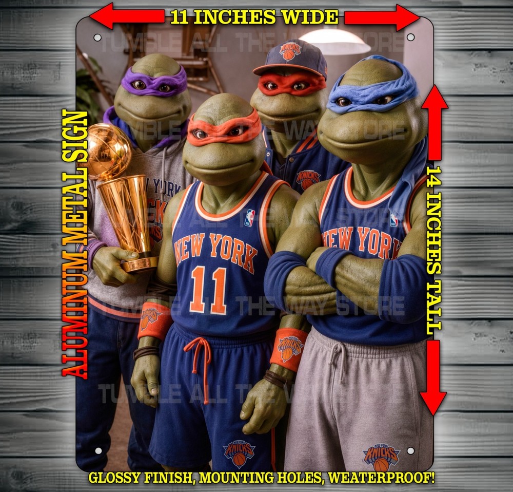 TMNT Ninja Turtles Basketball Champions Metal Sign Wall Art 14″ x 11″