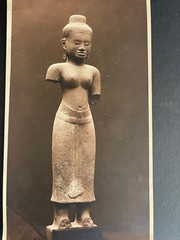 Large Albumen Print Photo XIX Statue Art Kmer Sculpture Cambodia Angkor Wat