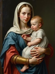 A3 Photo Mother Child Tenderness Artistic Glossy Paper Decor -084